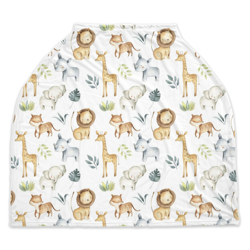 Safari Animals Car Seat Cover, Jungle Nursing Cover - Baby Africa