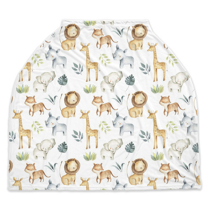 Safari Animals Car Seat Cover, Jungle Nursing Cover - Baby Africa