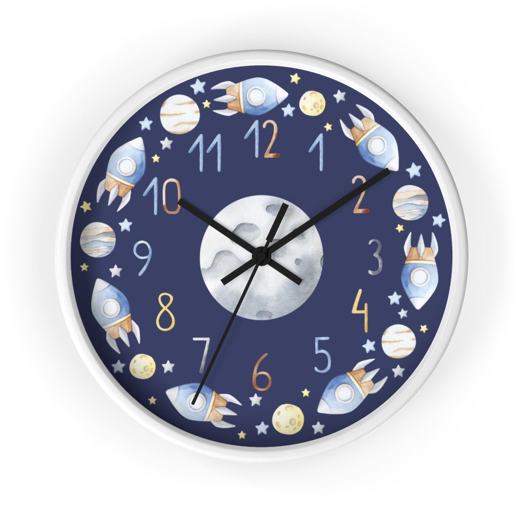 Space Nursery Clock, Planets Kids Room Décor - Outer Space