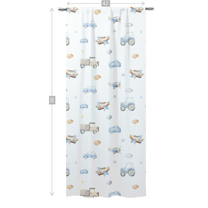 Transport Vehicles Curtain, Transportation Nursery Decor - Blue Transportation