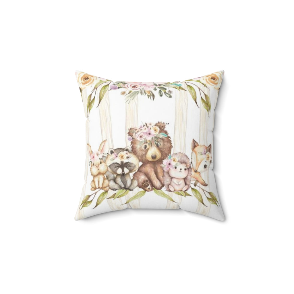 Girl Woodland Animals Pillow Cover, Woodland Nursery decor - Forest Friends