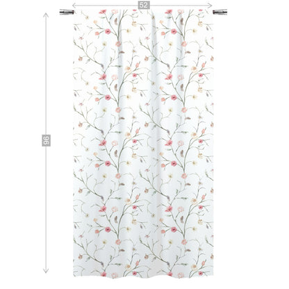 Boho Floral Curtain, Pink Floral Nursery Curtains - Blush Wildflowers