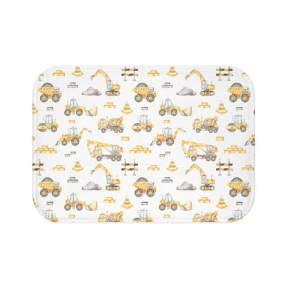 Construction Bath Mat, Anti-Slip backing, Construction trucks kids bathroom decor - Under construction