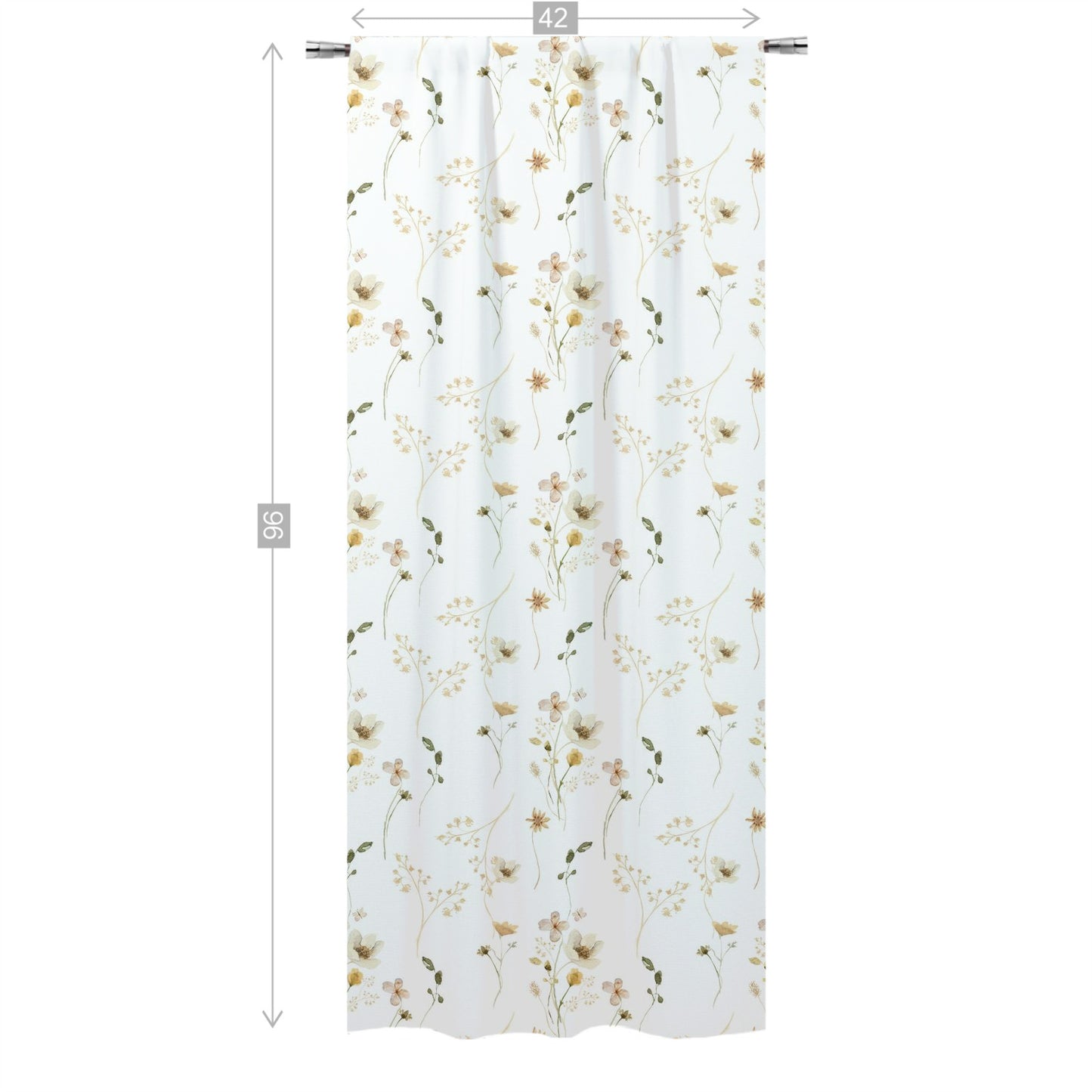 Wildflower Nursery Curtains, Wild Flowers Curtain Single Panel - Mustard Wildflowers