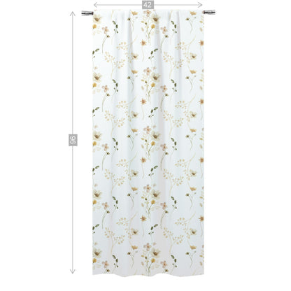 Wildflower Nursery Curtains, Wild Flowers Curtain Single Panel - Mustard Wildflowers