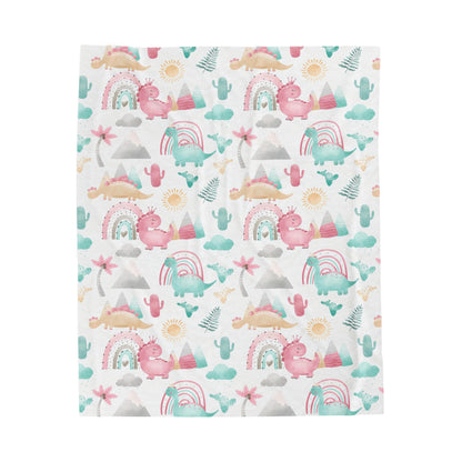 Pink dinosaur blanket, Dinosaur nursery bedding - Pink Dinosaur