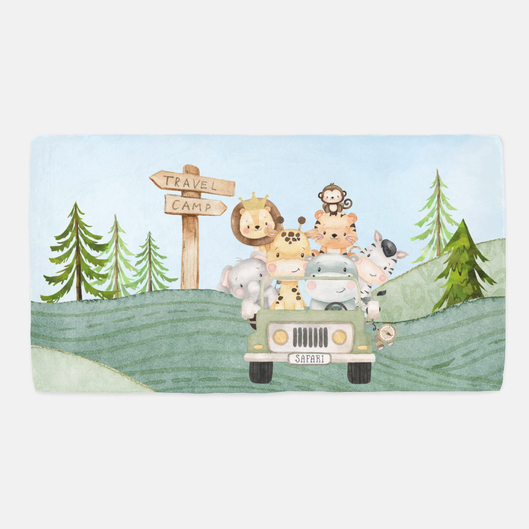 Jeep Minky Crib Sheet, Jungle Nursery Bedding - Safari Explorer