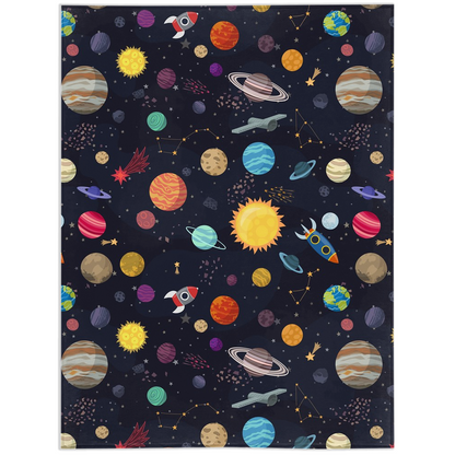 Solar System Minky Blanket, Space Kids room bedding