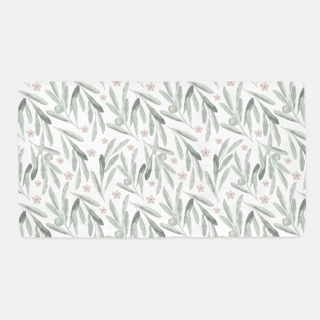 Floral Olives Crib Sheet, Greenery Nursery Bedding