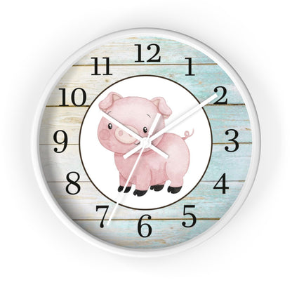 Pig Kids Wall Clock | Farm Nursery Decor