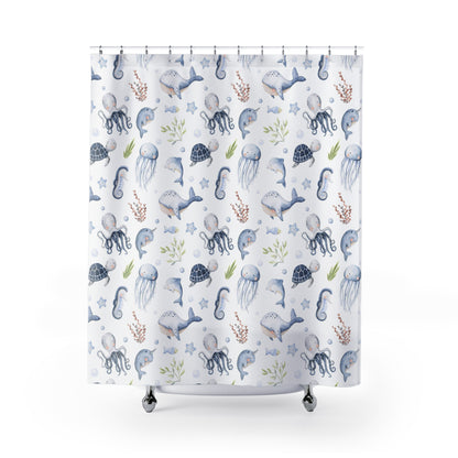 Under the sea shower curtain, Sea bathroom decor - Little Ocean