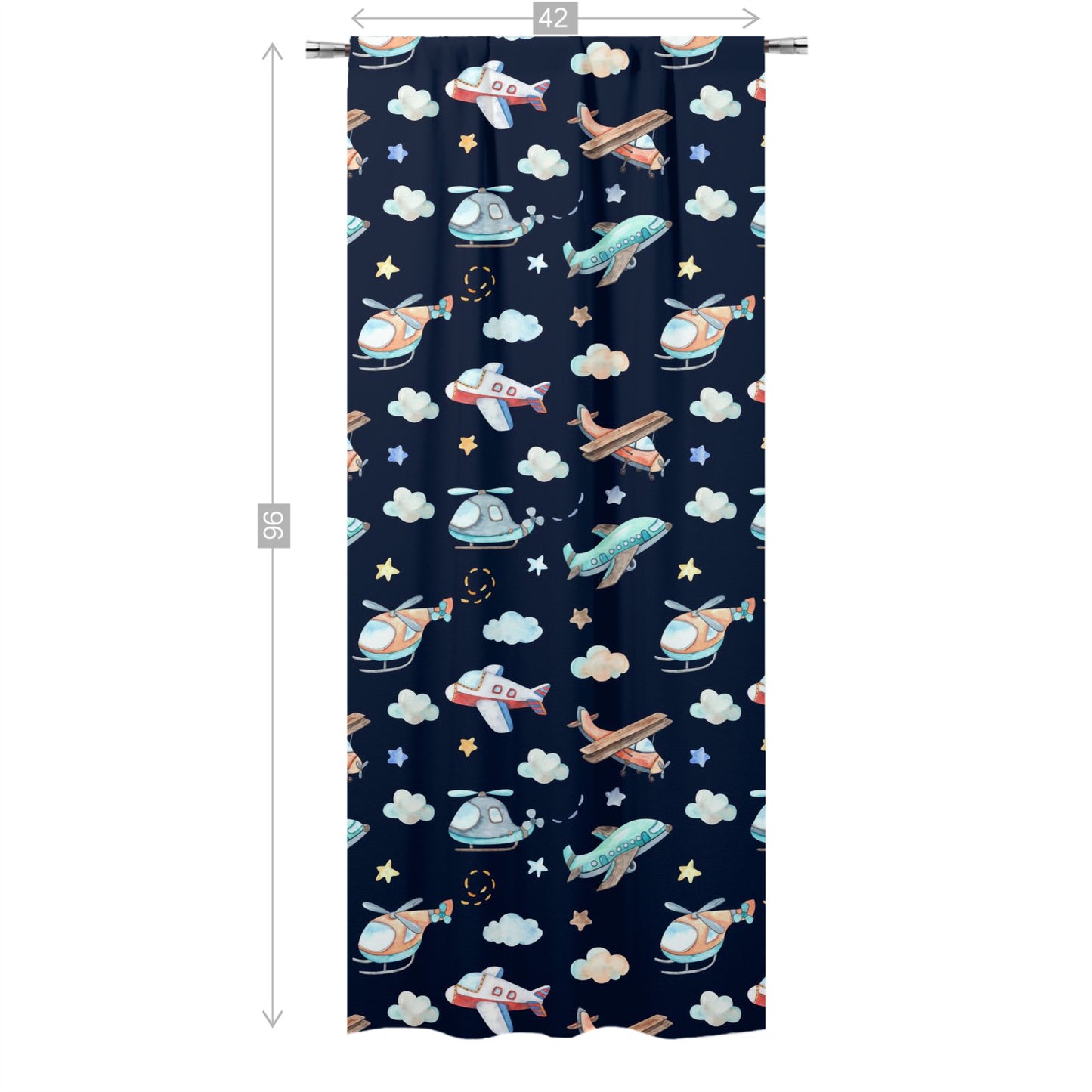 Airplanes Curtain, Single Panel, Aviation nursery decor - Night Flight