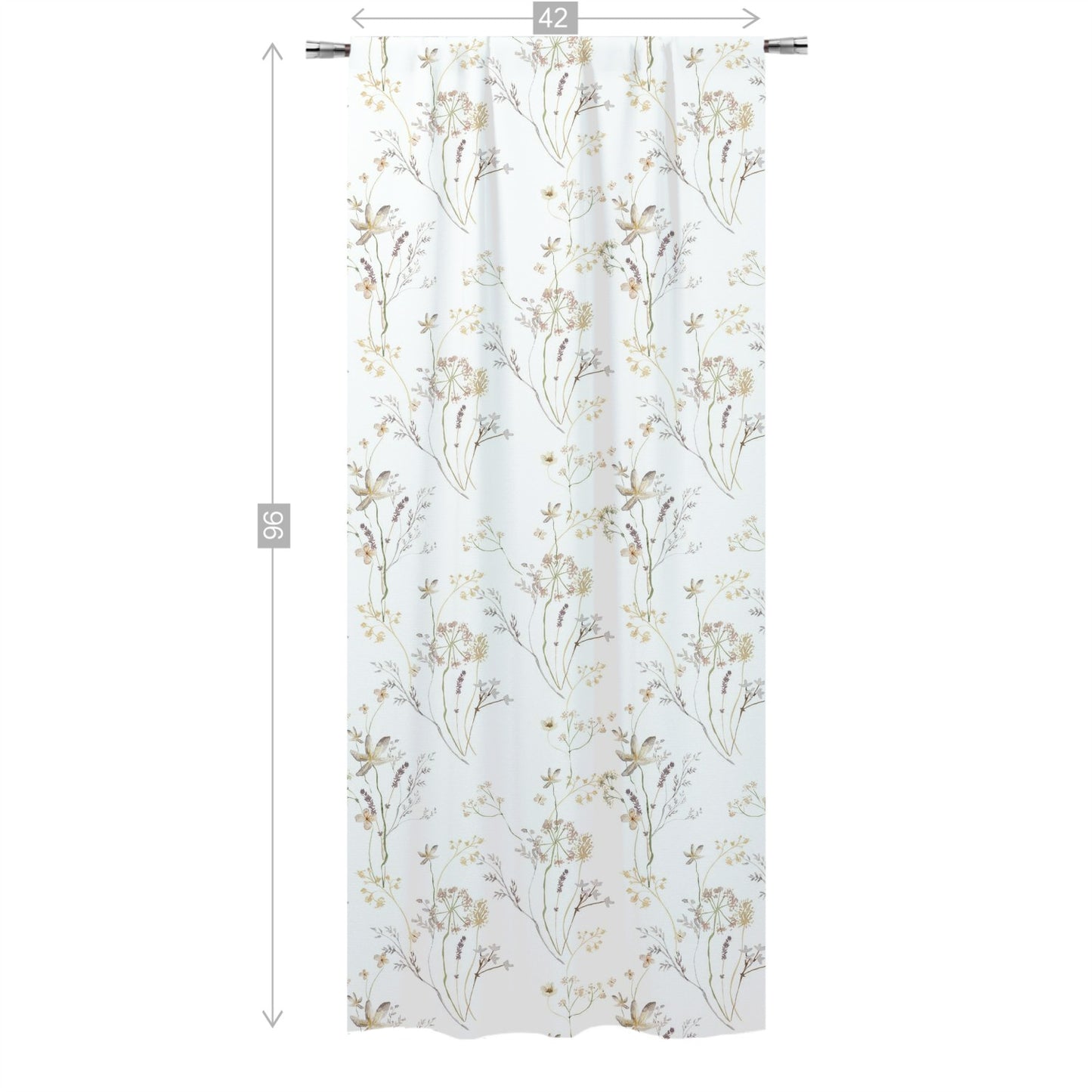 Cream Wildflower curtains, Wild Flowers Nursery Decor - Mustard Wildflowers