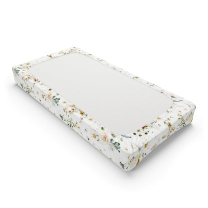 Wild Flower Nursery Bedding, Boho Floral Changing Pad Cover - Vintage Garden