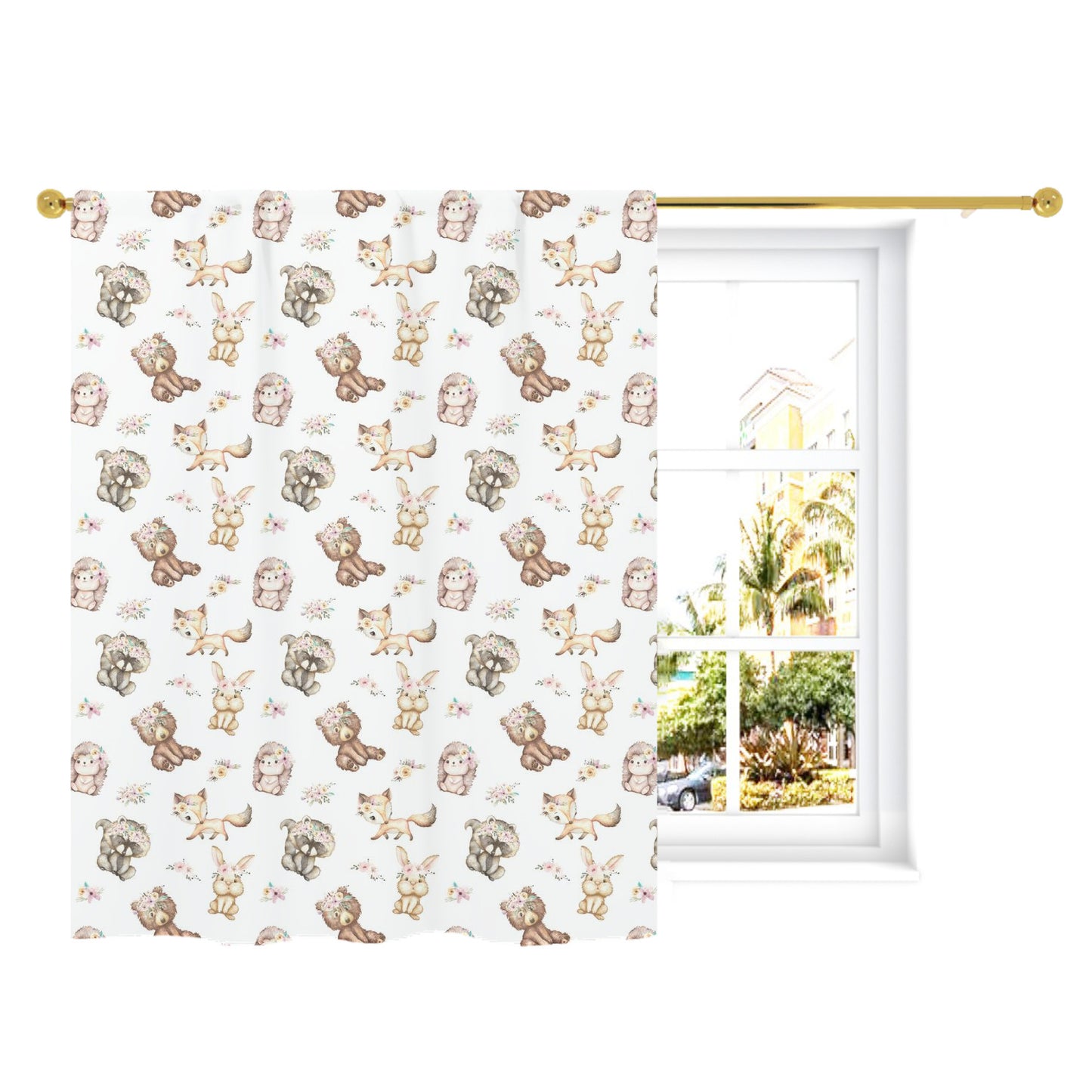 Girl Woodland Animals Curtains. Forest Nursery Decor - Forest Friends