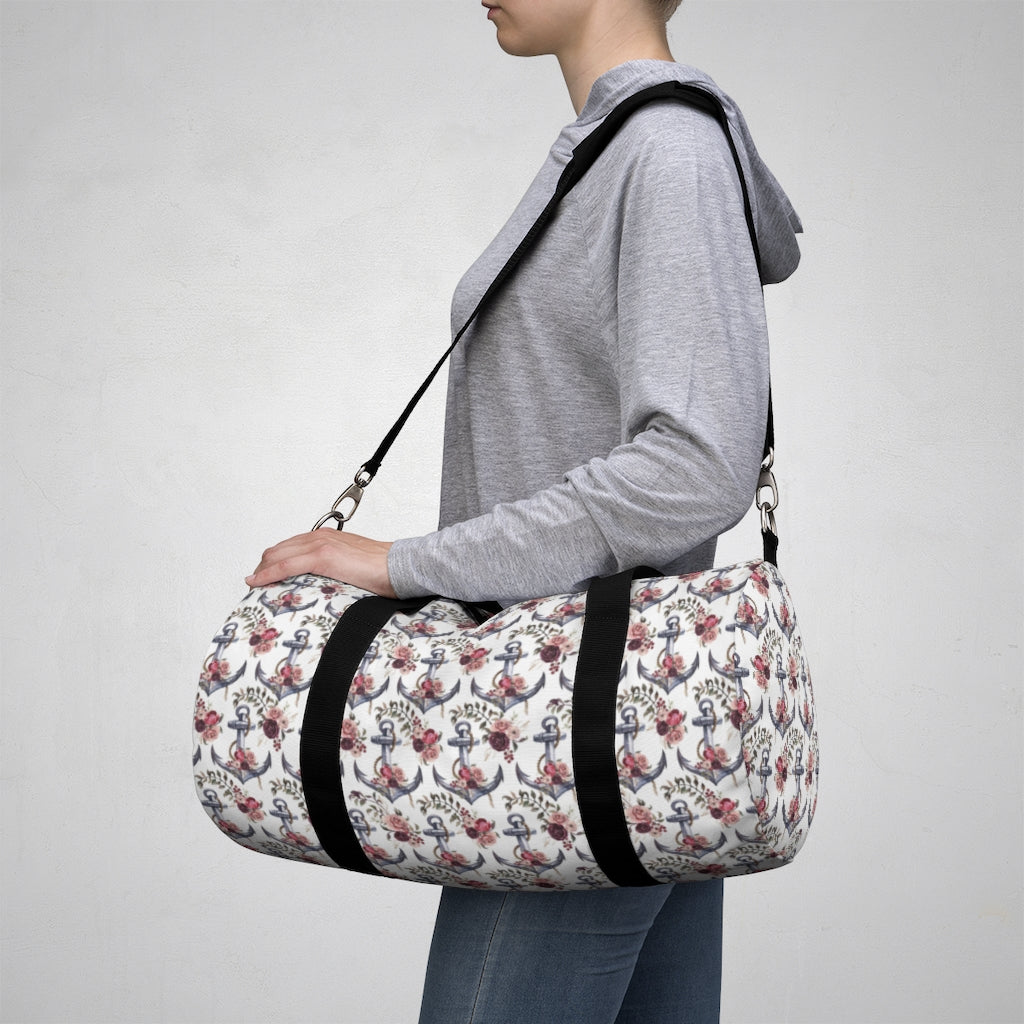 Nautical Duffle Bag, Floral Anchor Hospital Bag - Nautical Bloom