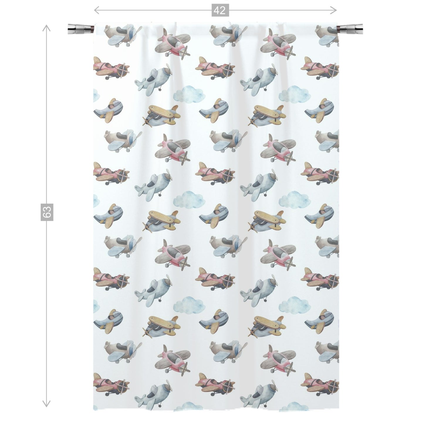 Airplanes Curtain single panel, Airplanes Nursery Bedding - Little Aviator