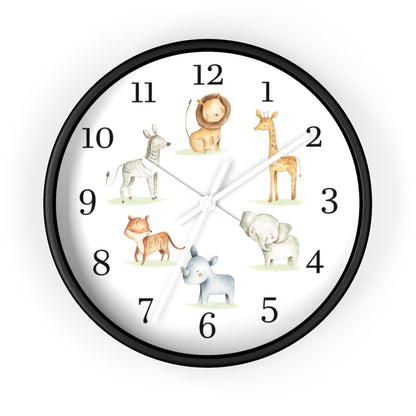 Safari animals clock, Jungle Nursery Decor - Baby Africa