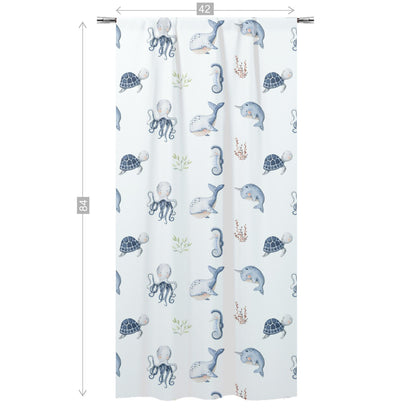 Under the Sea Nursery Curtains Single Panel | Sea Animals Nursery Decor - Little Ocean