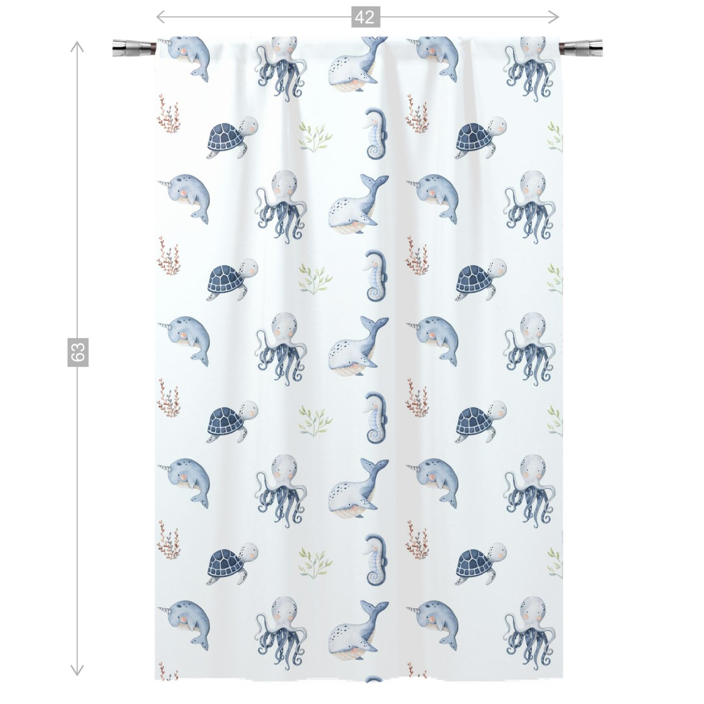 Under the Sea Nursery Curtains Single Panel | Sea Animals Nursery Decor - Little Ocean