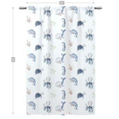 Under the Sea Nursery Curtains Single Panel | Sea Animals Nursery Decor - Little Ocean