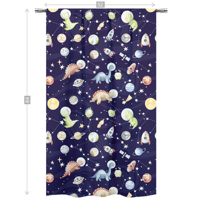 Dinosaur Space Curtain Single Panel, Space Nursery Decor