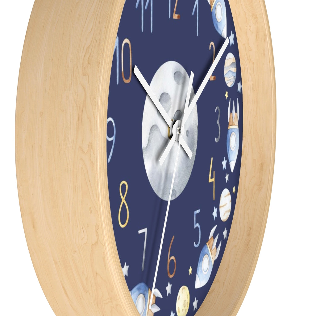 Space Nursery Clock, Planets Kids Room Décor - Outer Space