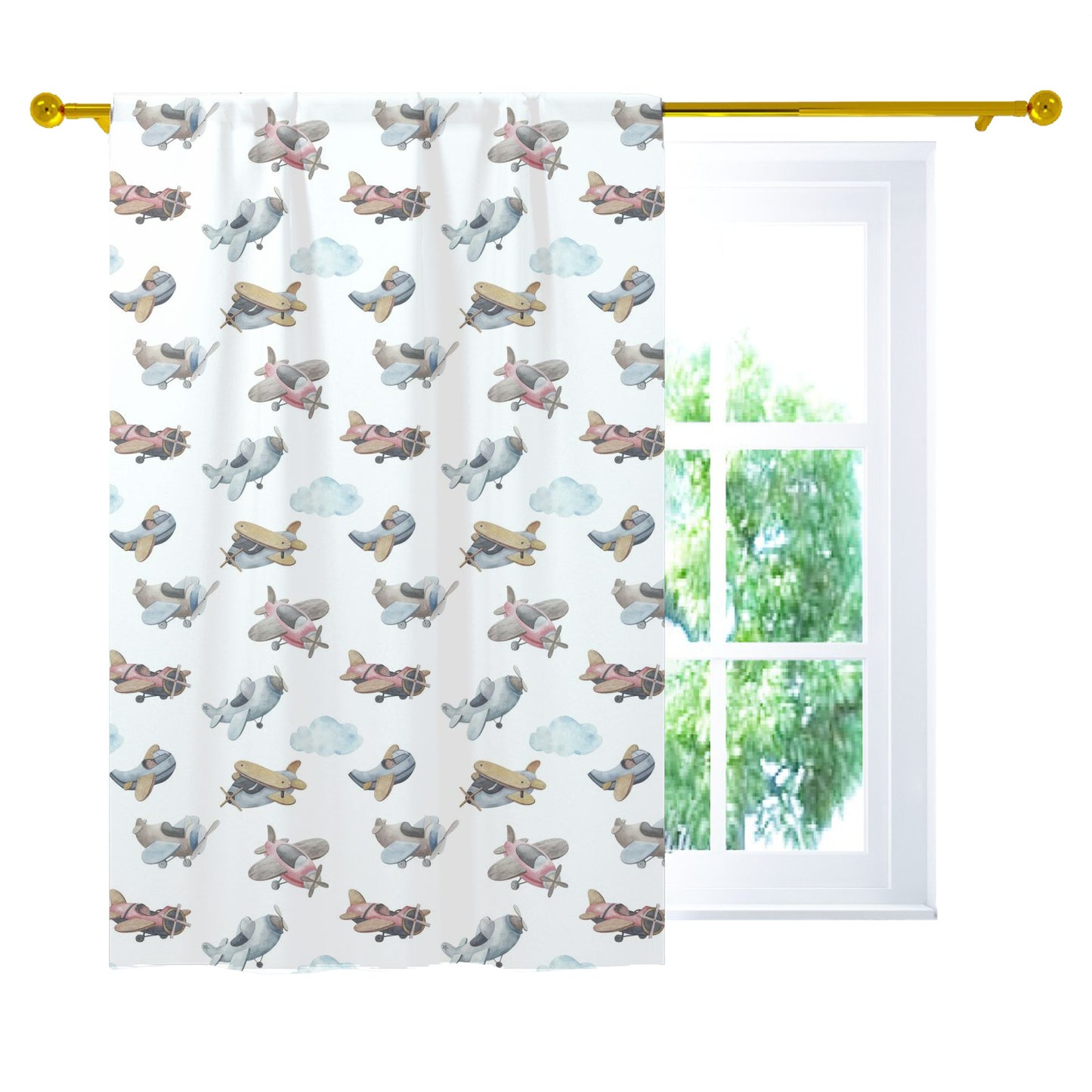 Airplanes Curtain single panel, Airplanes Nursery Bedding - Little Aviator