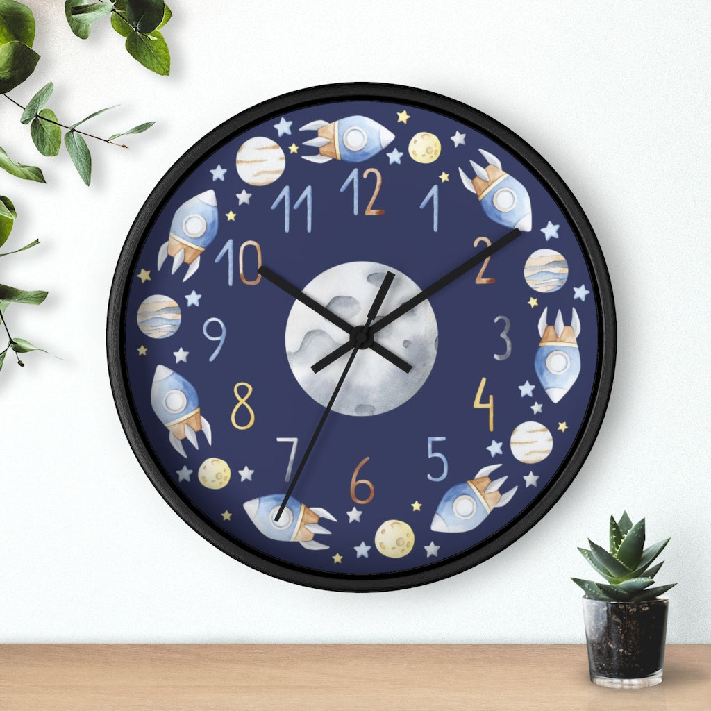 Space Nursery Clock, Planets Kids Room Décor - Outer Space