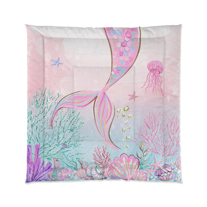 Mermaid Comforter, Twin Twin XL Queen King comforter for girls,  Mermaid crib bedding - Pink Mermaid