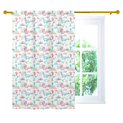 Pink dinosaur Curtain, Single Panel, Girl dinosaur nursery decor - Pink dinosaur