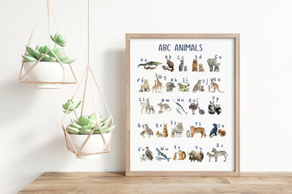 PRINTABLE Alphabet Wall Art, Animals Nursery Print