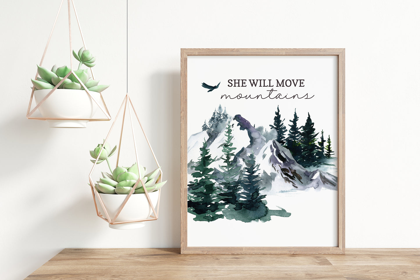 She will move Mountaians, PRINTABLE Forest Wall Art, Woodland Nursery Print