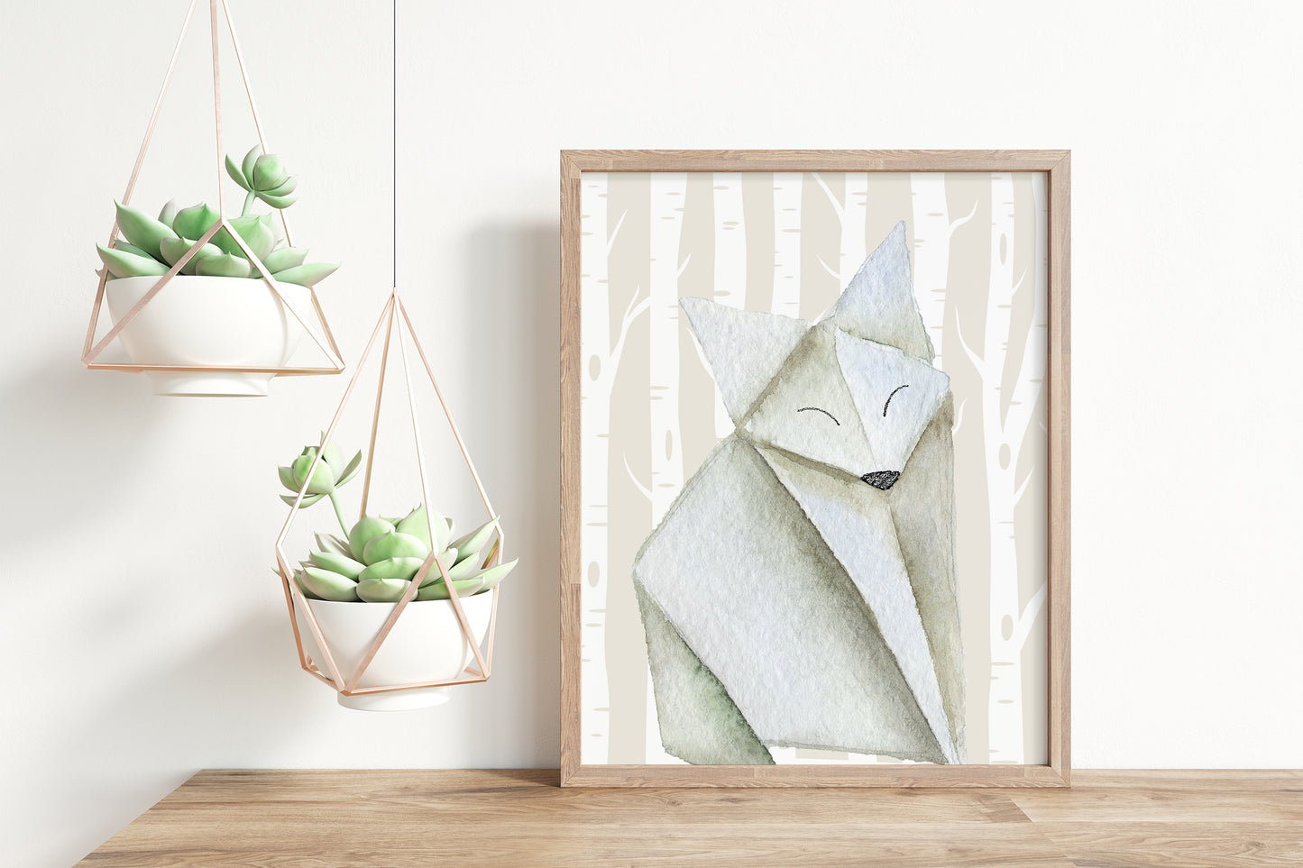 PRINTABLE Origami Fox Wall Art, Woodland Nursery Print