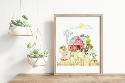 Farm Animals Wall Art, Farm Nursery Print - Farm Babies