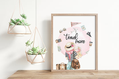 Travel More, PRINTABLE Travel Wall Art, Explore Nursery Print