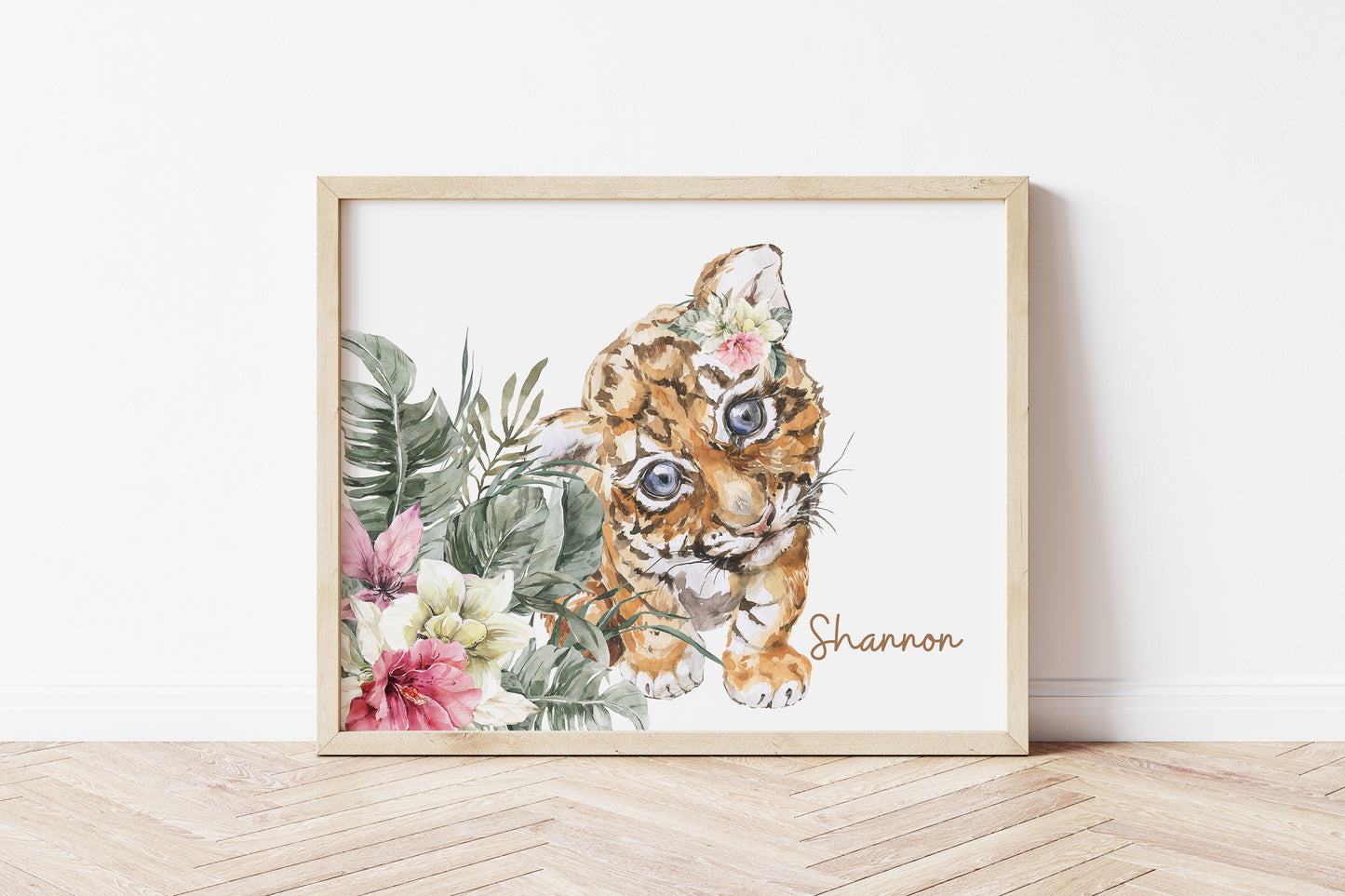 Personalized Girl Tiger Nursery Art, Safari Nursery Decor