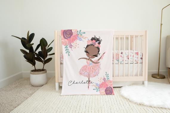 Ballerina Personalized Minky Blanket, Ballet Nursery Bedding - Sweet Ballet