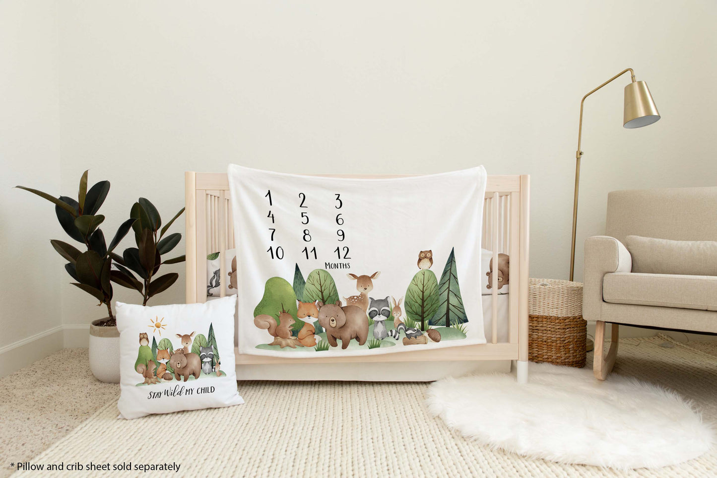 Personalized Woodland Animals Milestone - Woodland Nursery Bedding - TiW