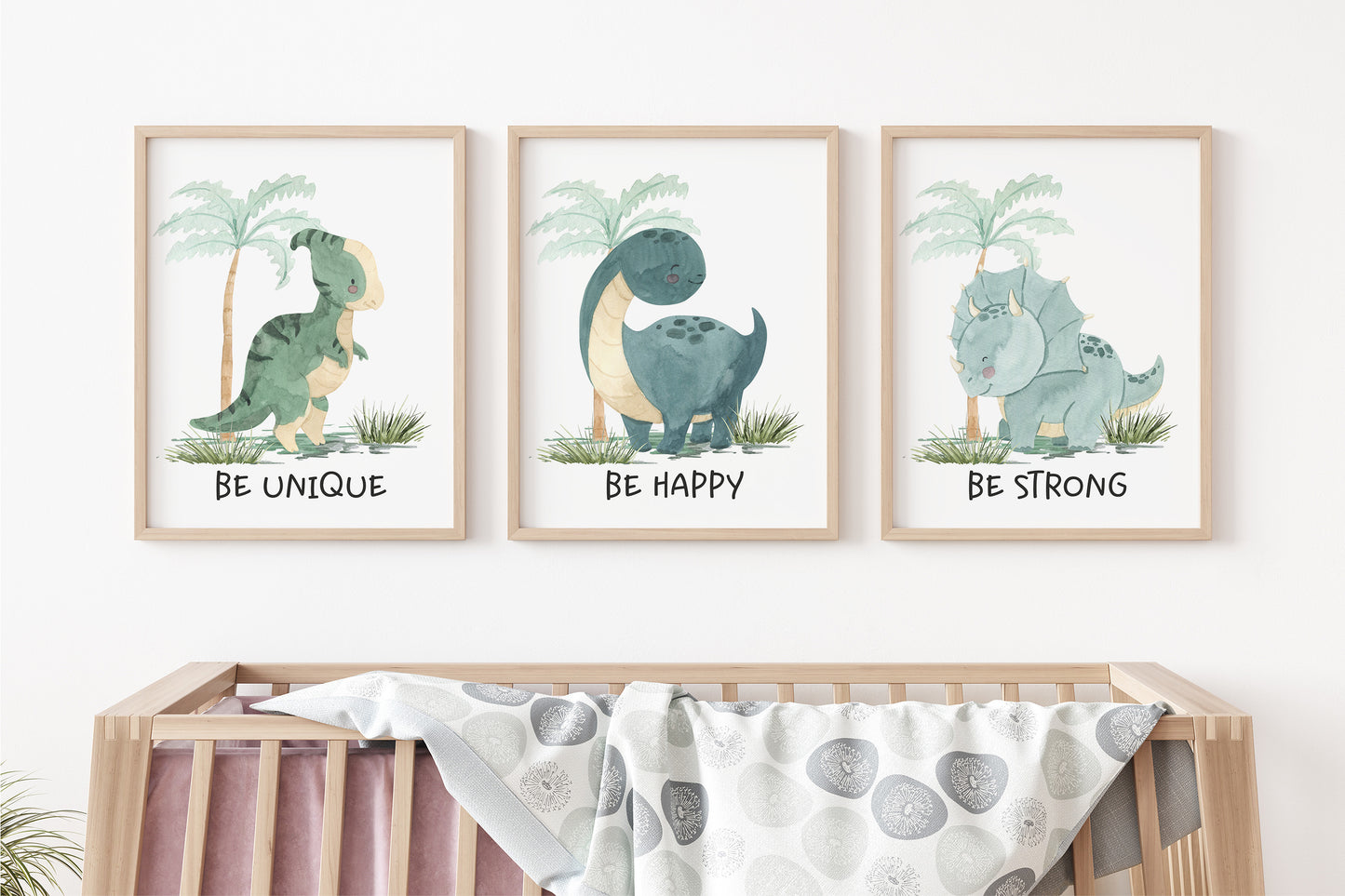 Dinosaur Wall Art, Dino Nursery Prints set of 3 - Prehistoric Friends