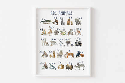 PRINTABLE Alphabet Wall Art, Animals Nursery Print