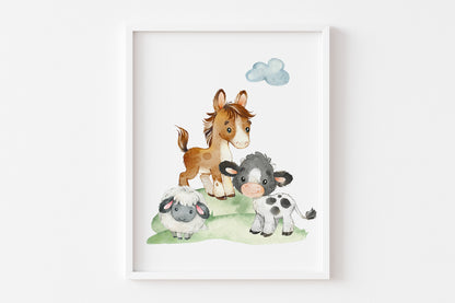 Farm Animals Wall Art, Farm Nursery Prints set of 3 - Farm Babies