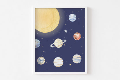 Ouer space Wall Art, Space Nursery Prints set of 3 - Outer Space