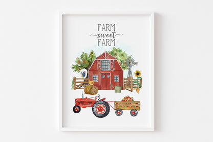 Farm sweet farm, PRINTABLE Farm Wall Art, Farmhouse Nursery Print