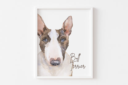 Bull Terrier Dog Wall Art, Dog Nursery Print