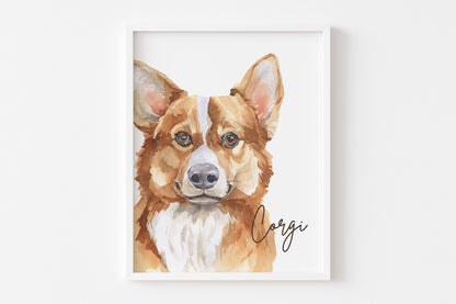 Corgi Dog Wall Art, Dog Nursery Print