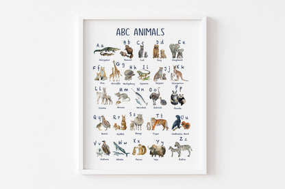 PRINTABLE Alphabet Wall Art, Animals Nursery Print