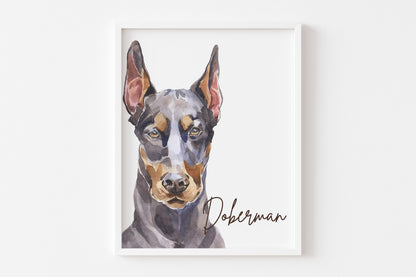 Doberman Pinscher Wall Art, Dog Nursery Print