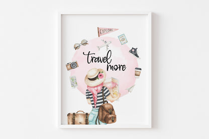 Travel More, PRINTABLE Travel Wall Art, Explore Nursery Print