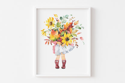 Sunflower Wall Art, Floral Nursery Prints Set of 6